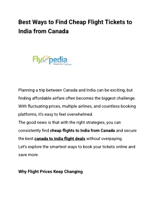 Best Ways to Find Cheap Flight Tickets to India from Canada