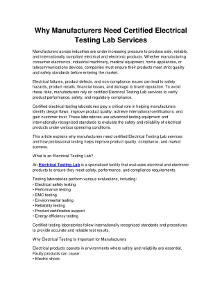 Why_Manufacturers_Need_Certified_Electrical_Testing_Lab_Services
