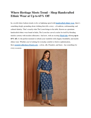 Shop Handcrafted Ethnic Wear Attire for Women - The Loom