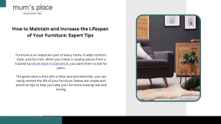 How to Maintain and Increase the Lifespan of Your Furniture Expert Tips