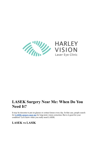LASEK Surgery Near Me: When Do You Need It?