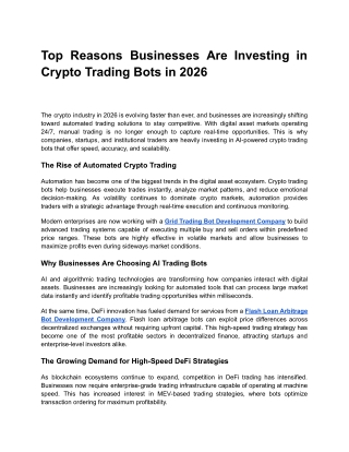 Top Reasons Businesses Are Investing in Crypto Trading Bots in 2026