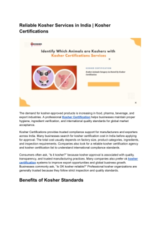 Reliable Kosher Services in India _ Kosher Certifications