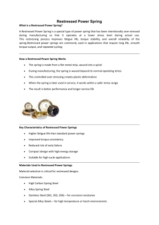 Prestressed Power Spring