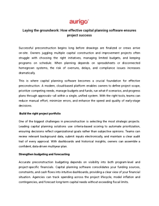Laying the groundwork_ How effective capital planning software ensures project success