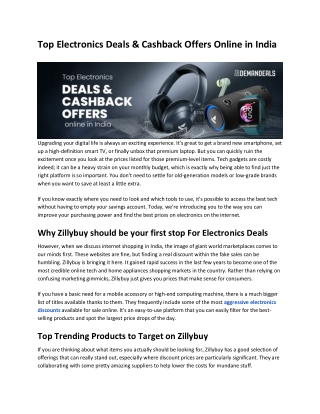 Top Electronics Deals & Cashback Offers Online in India