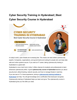 Cyber Security Training in Hyderabad _ Best Cyber Security Course in Hyderabad