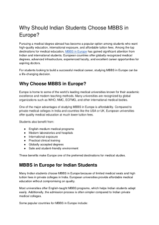 MBBS in Europe | Top Universities, Fees & Admission Guide