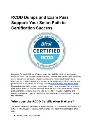 RCDD Dumps and Exam Pass Support_ Your Smart Path to Certification Success