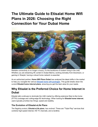 The Ultimate Guide to Etisalat Home Wifi Plans in 2026: Choosing the Right Conne