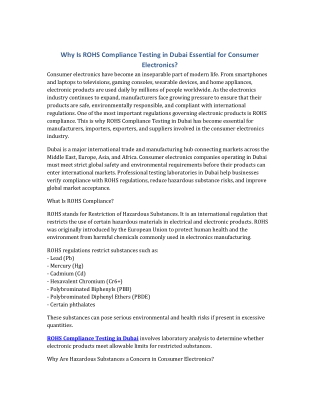 ROHS_Compliance_Testing_Dubai_Consumer_Electronics