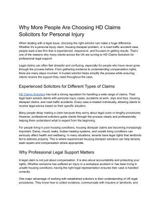 Why More People Are Choosing HD Claims Solicitors for Personal Injury