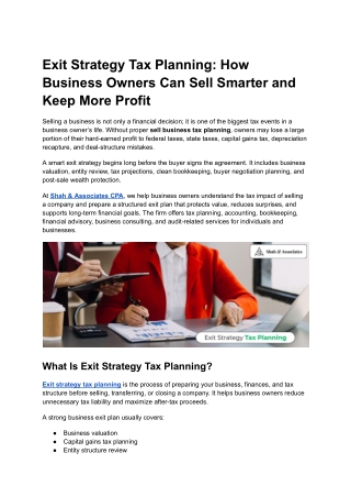 Exit Strategy Tax Planning_ How Business Owners Can Sell Smarter and Keep More Profit