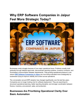 Why ERP Software Companies in Jaipur Feel More Strategic Today