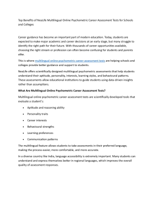 Multilingual online psychometric career assessment tests  | NEA Life