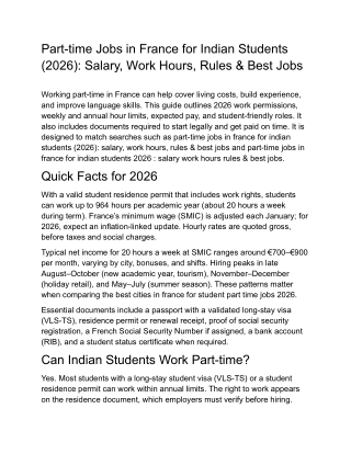 Part-time Jobs in France for Indian Students (2026)_ Salary, Work Hours, Rules & Best Jobs