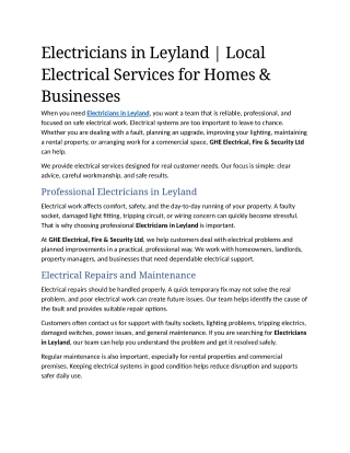 8- Electricians in Leyland  Local Electrical Services for Homes & Businesses