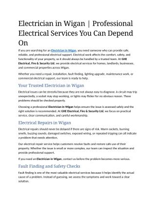 10- Electrician in Wigan  Professional Electrical Services You Can Depend On