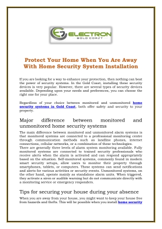Protect Your Home When You Are Away With Home Security System Installation