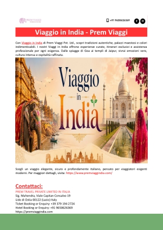 Viaggio in India- Prem Viaggi Pvt. Ltd.