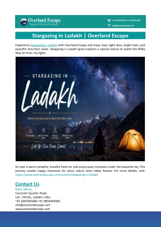 Stargazing in Ladakh- Overland Escape