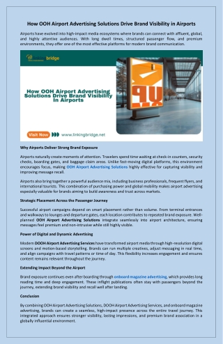 How OOH Airport Advertising Solutions Drive Brand Visibility in Airports