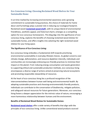 Eco-Conscious Living: Choosing Reclaimed Wood Shelves for Your Sustainable Home