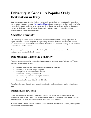 University of Genoa for International Students