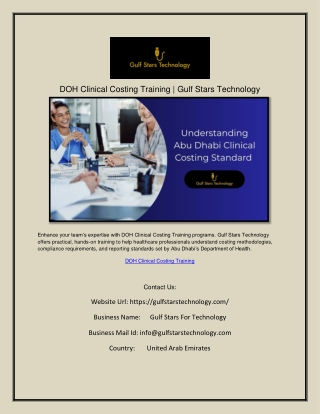 DOH Clinical Costing Training | Gulf Stars Technology