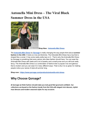 Antonella Mini Dress – The Viral Black Summer Dress in the USA