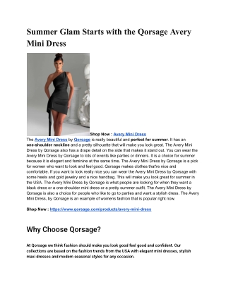 Summer Glam Starts with the Qorsage Avery Mini Dress