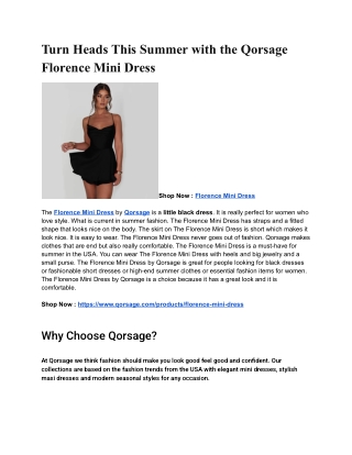 Turn Heads This Summer with the Qorsage Florence Mini Dress