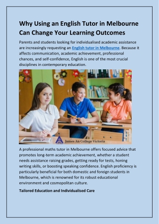 Why Using an English Tutor in Melbourne Can Change Your Learning Outcomes
