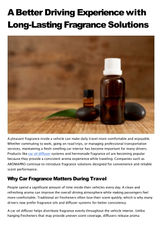 A Better Driving Experience with Long-Lasting Fragrance Solutions