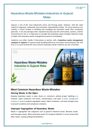 Hazardous Waste Mistakes Industries in Gujarat Make