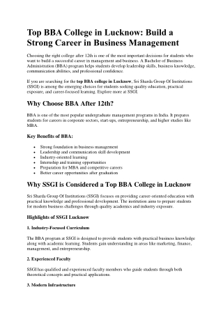 Top BBA College in Lucknow