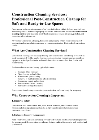 Construction Cleaning Services
