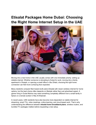 Etisalat Packages Home Dubai: Choosing the Right Home Internet Setup in the UAE