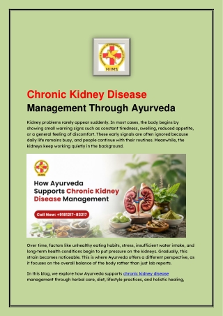 How Ayurveda Supports Chronic Kidney Disease Management