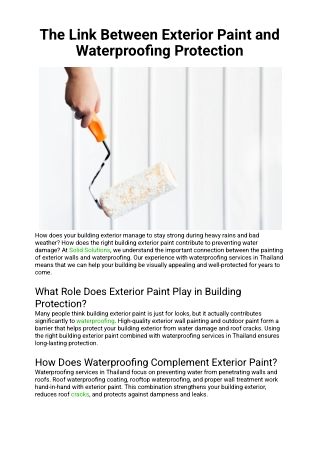 The Link Between Exterior Paint and Waterproofing Protection