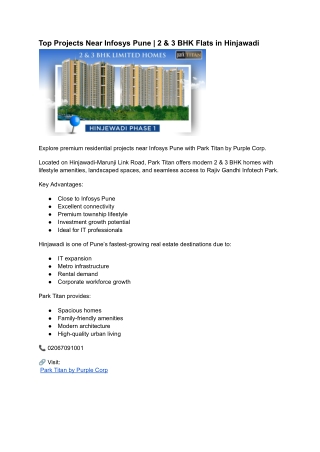 Top Projects Near Infosys Pune _ 2 & 3 BHK Flats in Hinjawadi