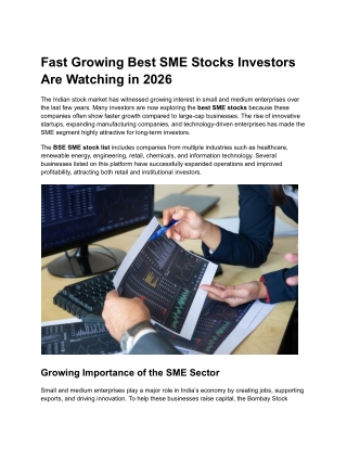 Fast Growing Best SME Stocks Investors Are Watching in 2026