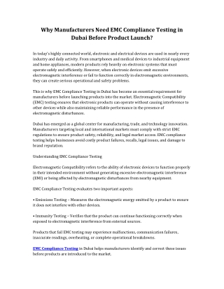 Why_Manufacturers_Need_EMC_Compliance_Testing_in_Dubai