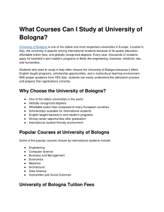 What Courses Can I Study at University of Bologna?