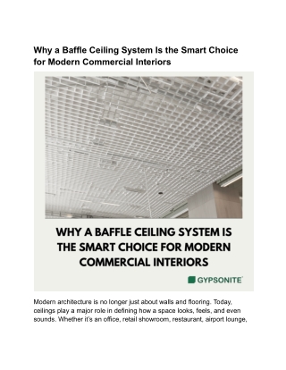 Why a Baffle Ceiling System Is the Smart Choice for Modern Commercial Interiors