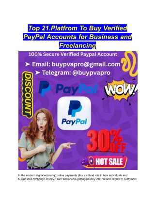 Top 21.Platfrom To Buy Verified PayPal Accounts for Business and Freelancing