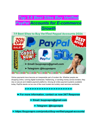 Top 5.6 Best Sites Buy Verified PayPal Accounts for E-commerce Growth