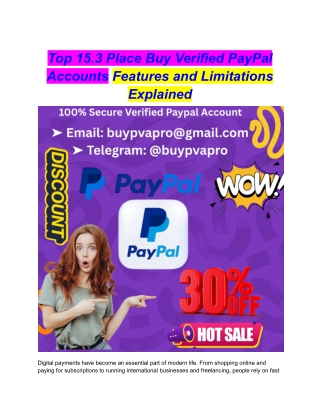 Top 15.3 Place Buy Verified PayPal Accounts Features and Limitations Explained