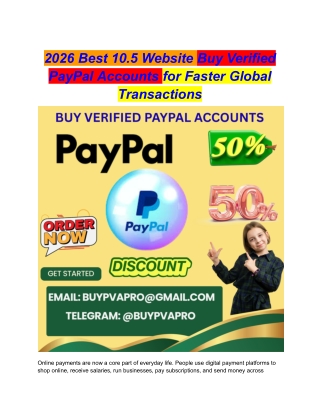 2026 Best 10.5 Website Buy Verified PayPal Accounts for Faster Global Transactions