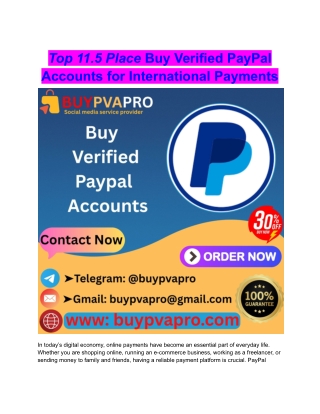 Top 11.5 Place Buy Verified PayPal Accounts for International Payments